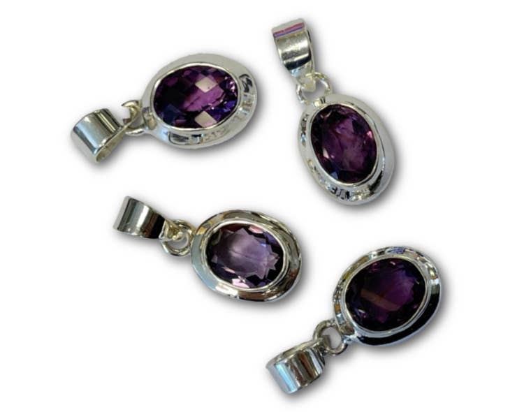 Crystal Magick Wholesale Ltd - Wholesale Individuele bedel/hanger - Amethist 925 Ellipse hanger0