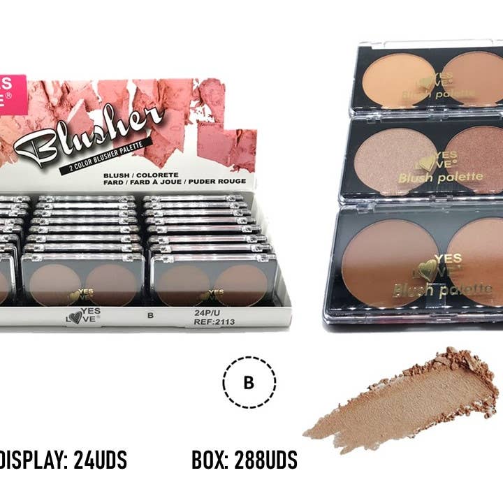 ROUND DOUBLE COLOR BLUSH for wholesale by Yes Love Cosmetics