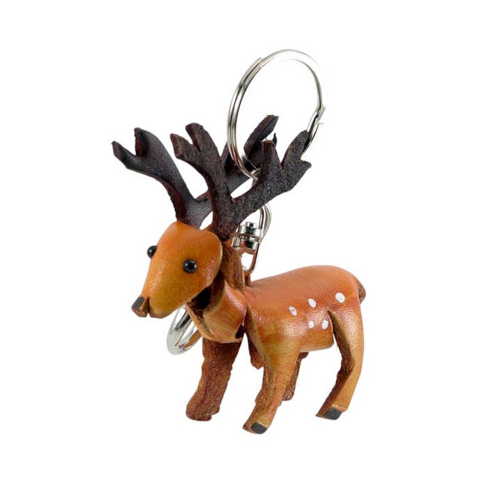 Porte-clés Renne en Cuir Fait Main KC4122 pour la vente par Sunflower Handmade leather inc