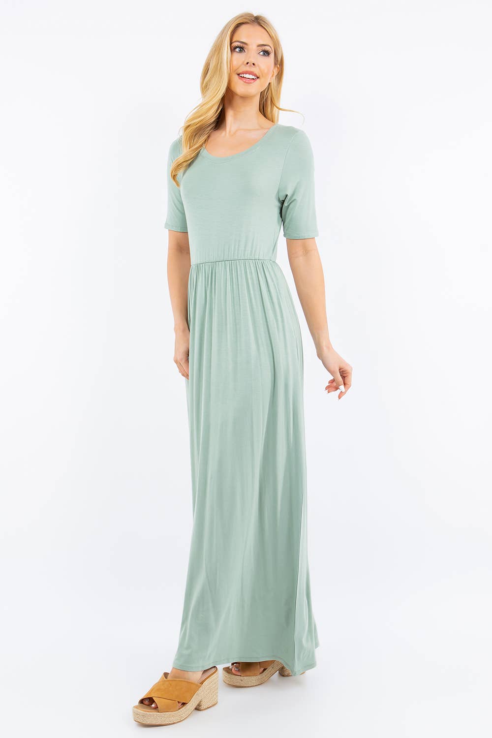 Celeste Clothing - Wholesale Dress - Women's - PLUS SIZE MODEST MAXI DRESS WITH POCKETS -CD23411T-PL51