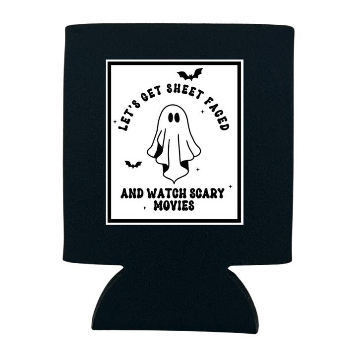 LET'S GET SHEET FACED MOVIES HALLOWEEN / FALL CAN COOLER for wholesale by dkhandmade