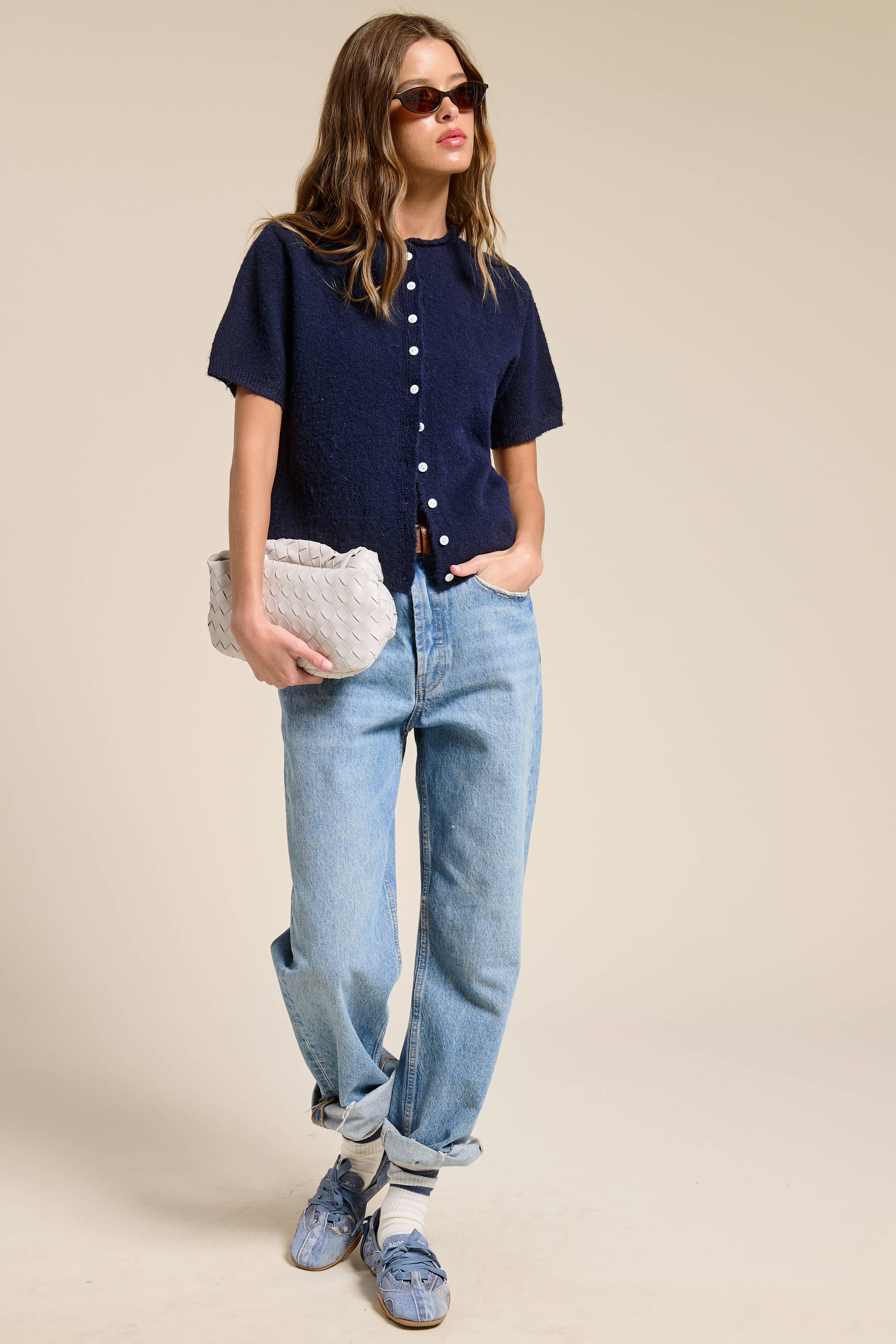 Mimosa - Wholesale Cardigan - Women's - Short Sleeve Button Down Cardigan Top15