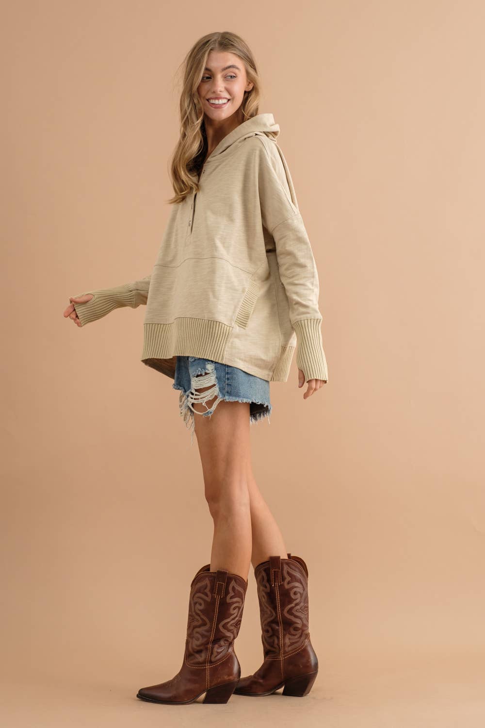 Blue B - Wholesale Hoodie - Women's - 22362T - Oversized Snap Up Hooded Pullover12