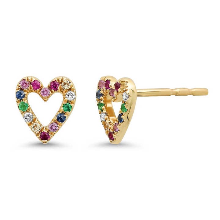 Zoe's Rainbow Heart Stud Earrings for wholesale by Benny Loves Stella