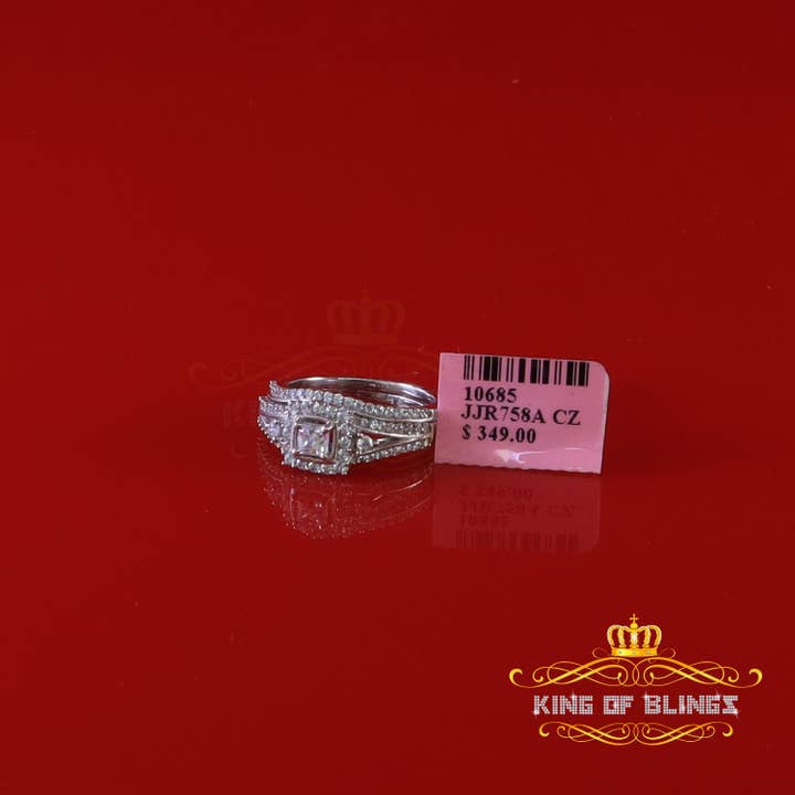 KING OF BLINGS - Wholesale Multi-stone ring - King Of Bling's1.75ct Cubic Zirconia White Sterling Silver Men's/ Women 2PC Bridal Rings Size 710