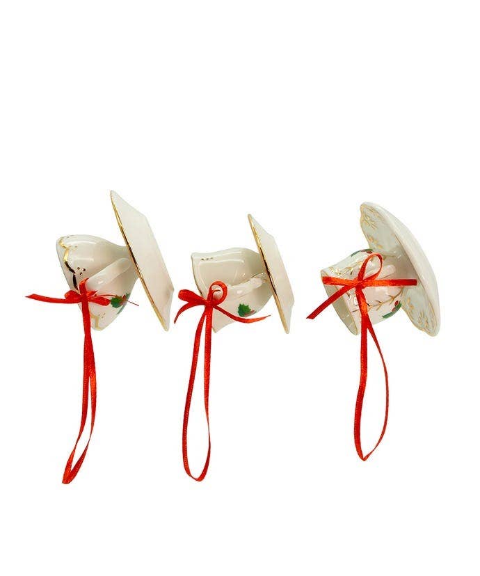 Kurt S. Adler, Inc. - Wholesale Ornament Set - 2.5"PORCELAIN HOLLY TEA CUP ORNAMENT 3/A4