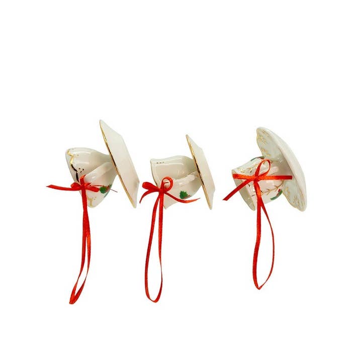 Kurt S. Adler, Inc. - Wholesale Ornament Set - 2.5"PORCELAIN HOLLY TEA CUP ORNAMENT 3/A4