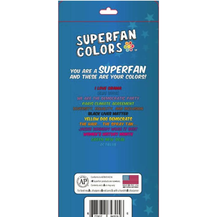 SUPERFAN Colors - Vendita all'ingrosso Matite colorate - United Colors of Democracy - Matite colorate del partito democratico - Set di 123