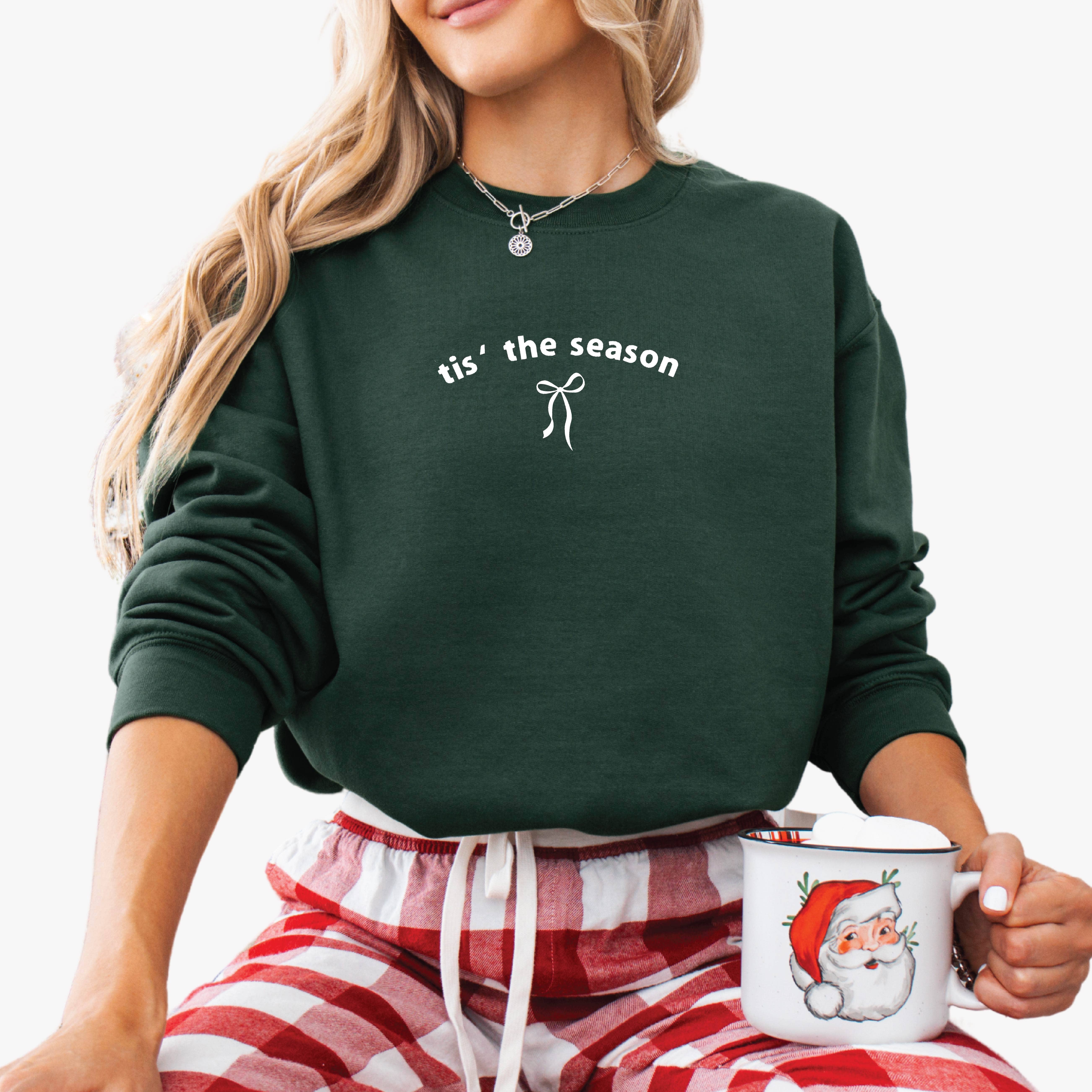 P E T I T R U E – Großhandel Sweatshirt mit Grafikdruck – Damen – Besticktes Weihnachts-Sweatshirt mit Rundhalsausschnitt und Schleife für Damen4