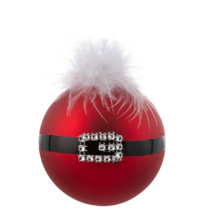Karma - Wholesale Ornament - Feather Top Santa Belt Ornament