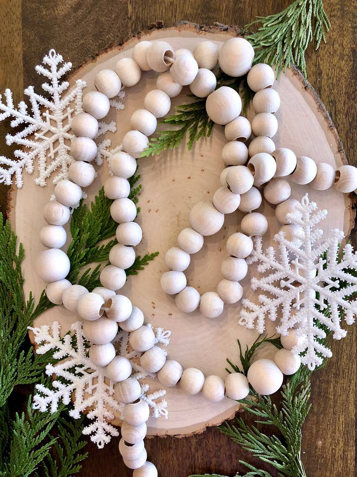 Ghirlanda di perline in legno, lunga dieci piedi - Stile 11 per la vendita all'ingrosso da parte di Shop Cocobee