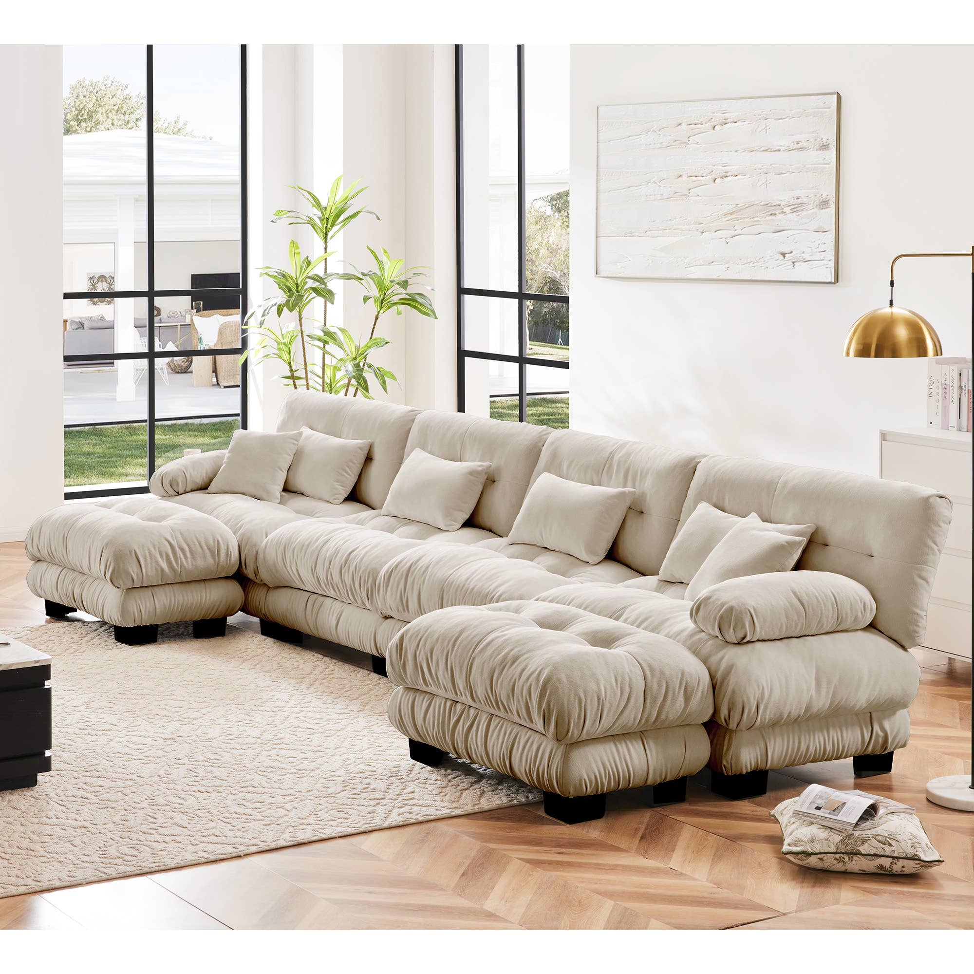 39F Inc. - Wholesale Sofa - Modular U-Shaped 4-Seat Green Chenille Sectional Sofa40