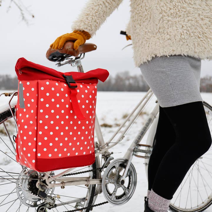 Ikuri - Wholesale Biking Accessories - 2 in 1 Bicycle Bag Backpack Combo Luggage Rack Lunares red6