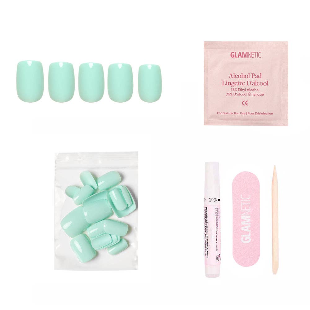 Glamnetic - Wholesale Press-On/Fake Nails - Soft Teal Press-On Nails | Short Squoval Solid Nail3