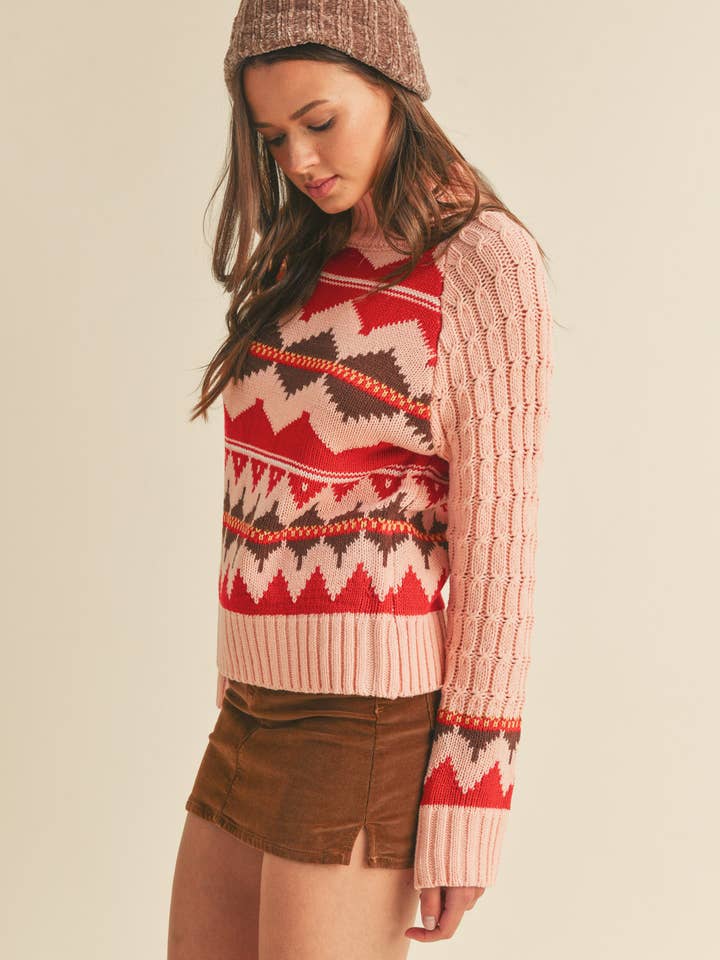 &MERCI - Wholesale Knit Sweater - Women's - FAIR ISLE TURTLENECK SWEATER MSW101773