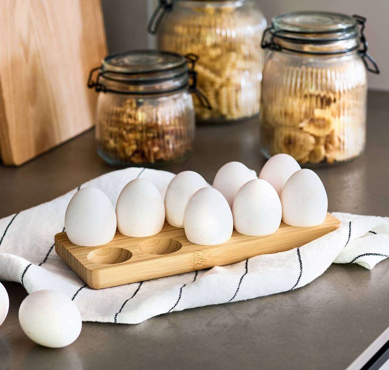 light brown Egg holder, bamboo for wholesale on Faire1