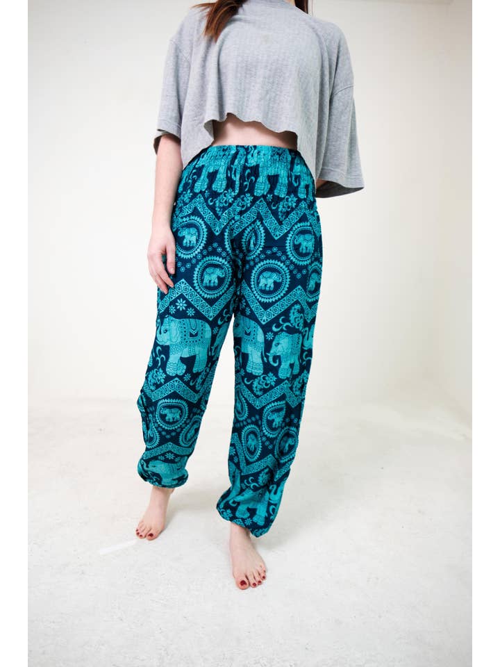 The Elephant Temple - Wholesale Pants - Women's - Tribal Elephant Pants-Teal