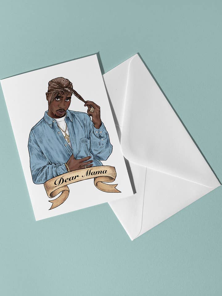 90's Rapper "Dear Mama" Greeting Card for wholesale by Cosmic Shark Clothing