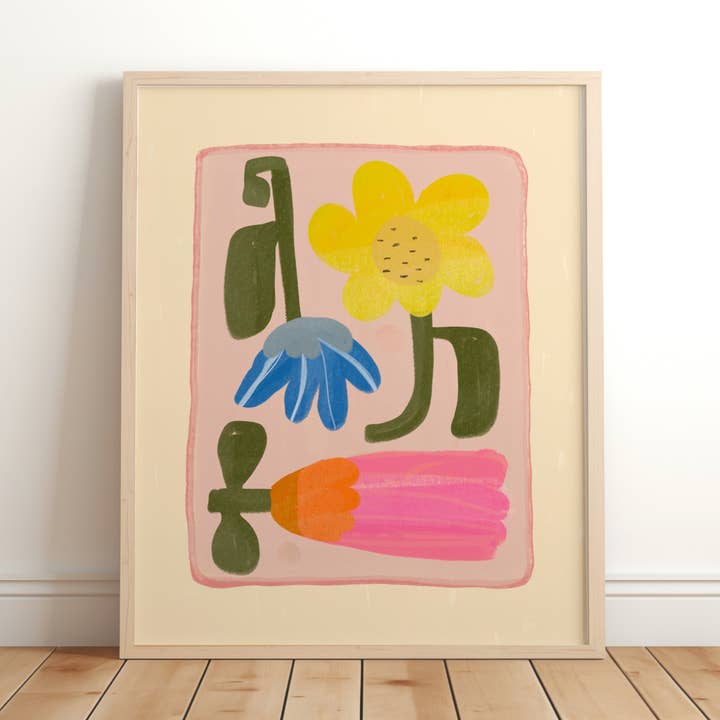 floral boho decor, cottage core kids flower print, nursery for wholesale by Lara and Kin