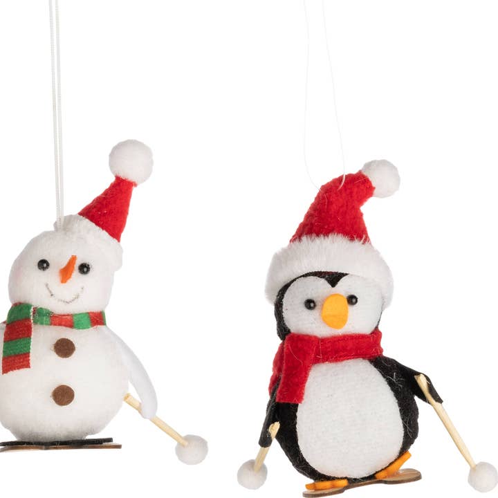 Silver Tree Home & Holiday - Wholesale Ornament - A19310: 3 Asst mini skiing snwmn,Santa&penguin orns,3.5in0