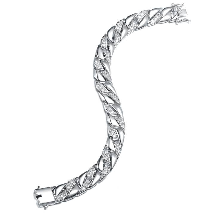 Pulseira masculina de zircônia cúbica de prata esterlina (2366) por atacado de Genevive