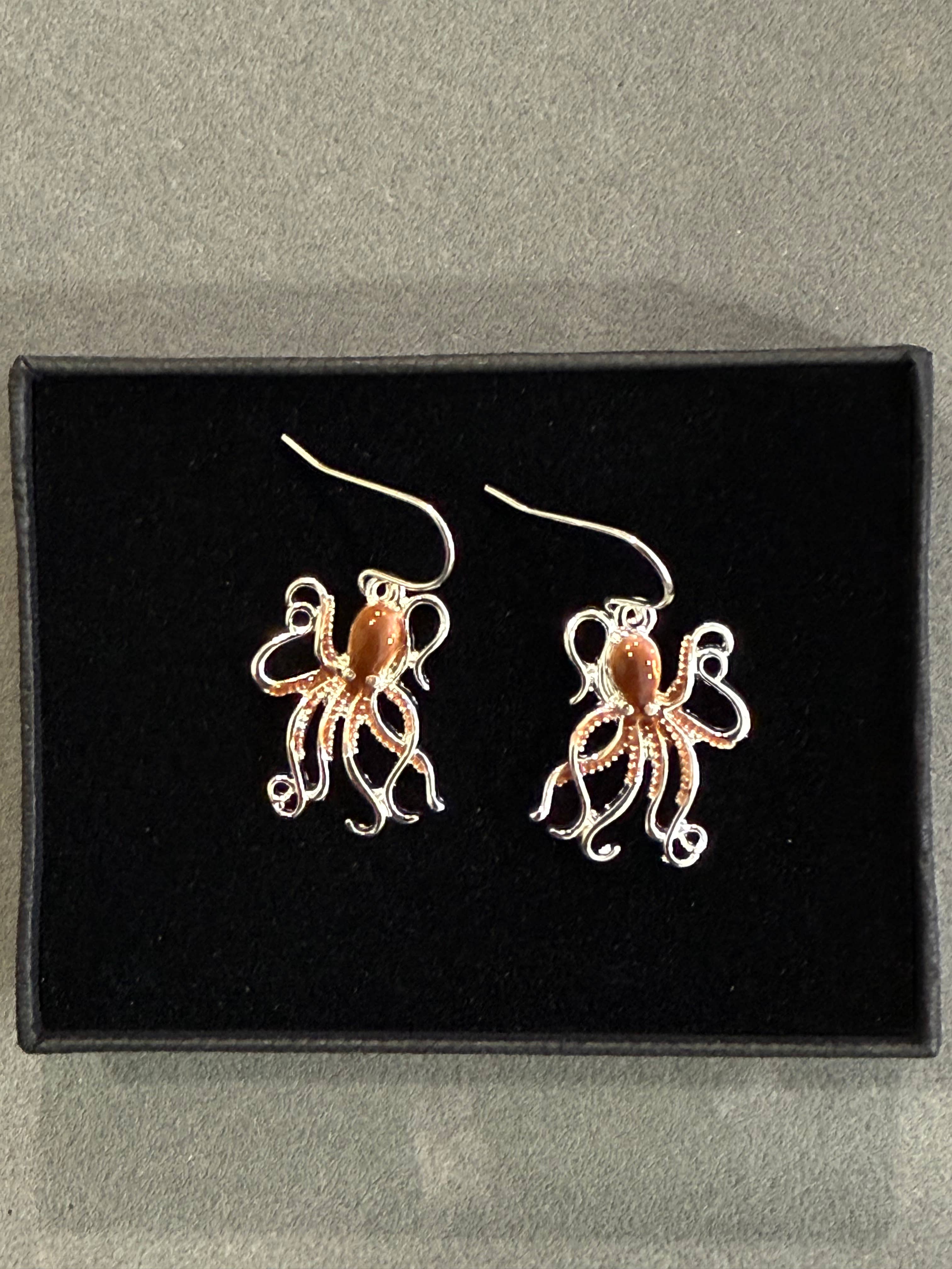 0011 PREMIERE - Wholesale Dangle Earrings - FR2524 Multi-Colored Nautical Octopus Metal Dangle Earrings3