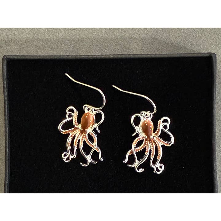 0011 PREMIERE - Wholesale Dangle Earrings - FR2524 Multi-Colored Nautical Octopus Metal Dangle Earrings3