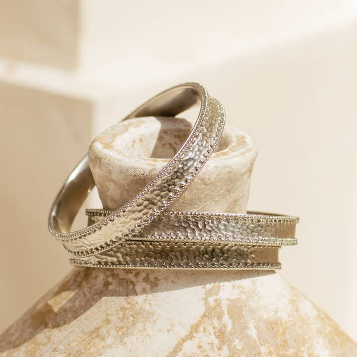 Nakila Collective - Wholesale Jewellery set - Indra Bangle set - white brass 8