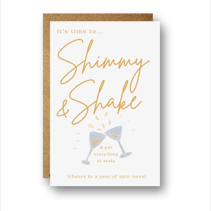 Spiritual Whiskey - Wholesale Birthday Card - Shimmy & Shake // Celebration & New Year Greeting Card