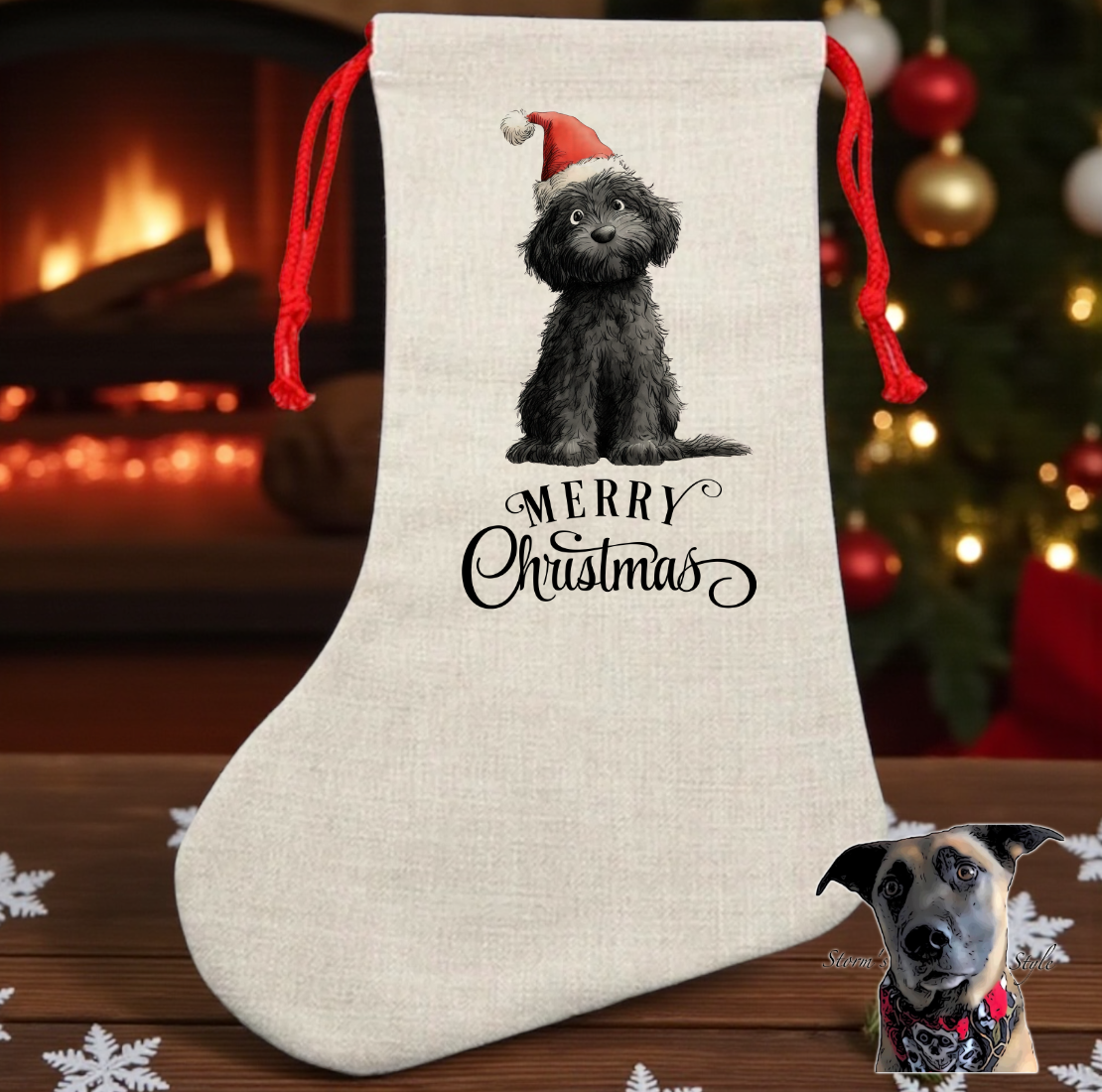Storms Style – wholesale Holiday Stocking – Christmas Doodle Dogs Stockings and Santa Sacks 2