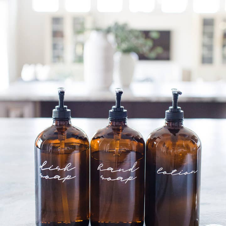 THELIFESTYLEDCO - Wholesale Soap Dispenser - Glass Amber Liquid Pumps6