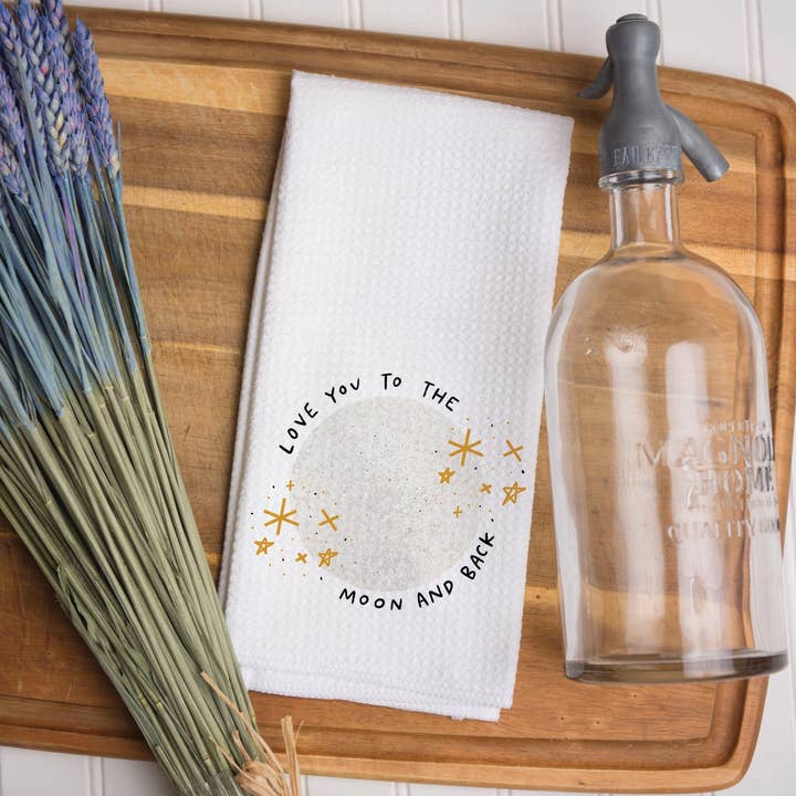 Love You To The Moon Waffle Küchentuch, Badetuch für den Großhandel von Amber Marie Design
