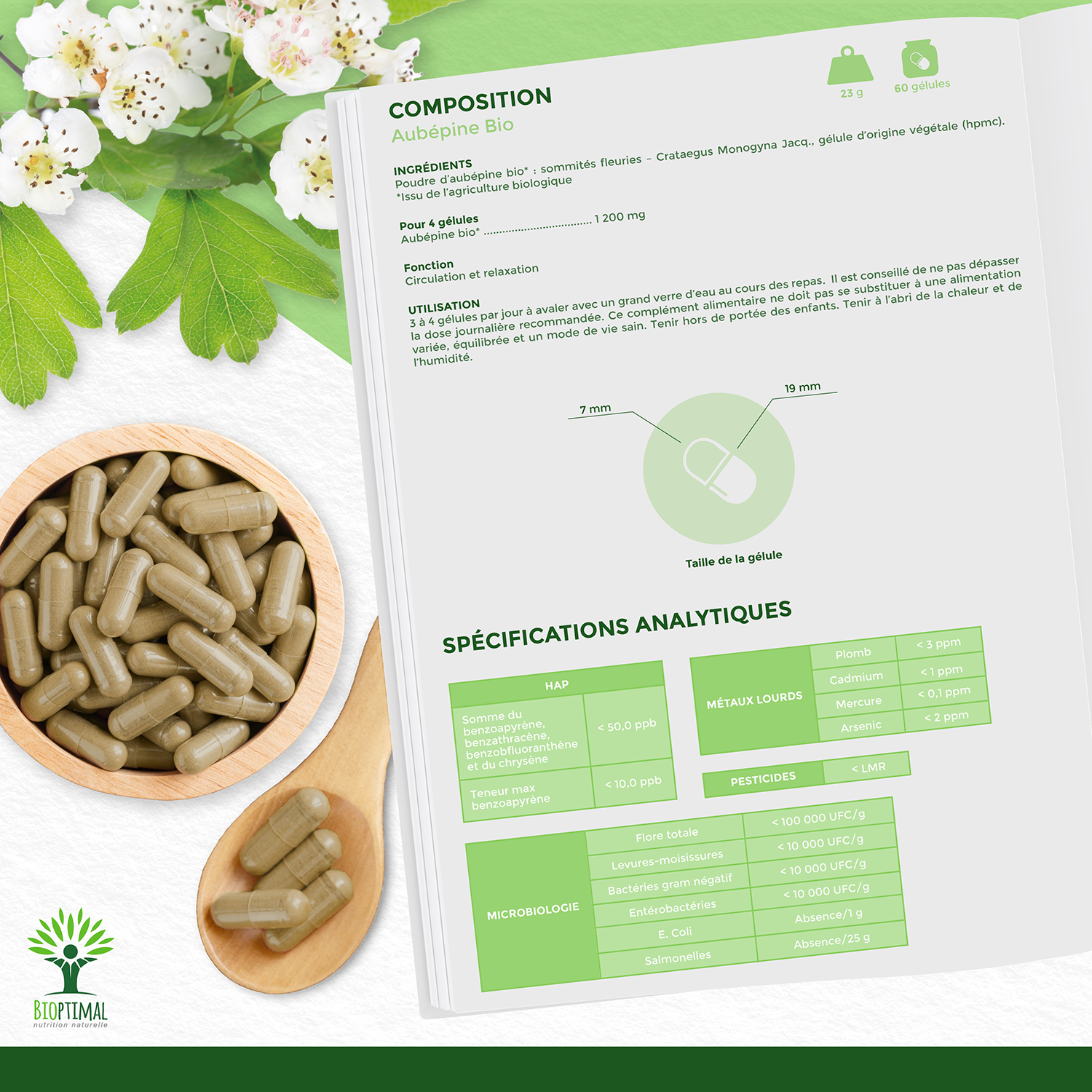 Bioptimal - Wholesale Oral Supplement/Vitamin - Organic hawthorn - Dietary supplement - in capsules6
