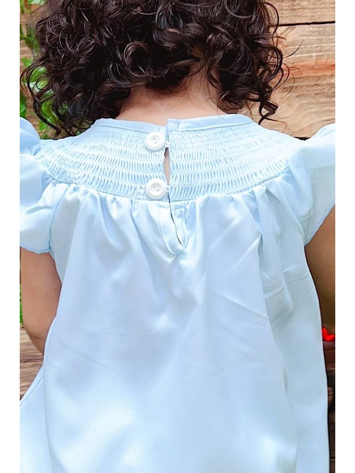 Kids Charm Online - Wholesale Jumpsuit - Baby - BABY BLUE SMOCKED BABY ROMPER W/FARM PRINT. RPG251523020-AMY