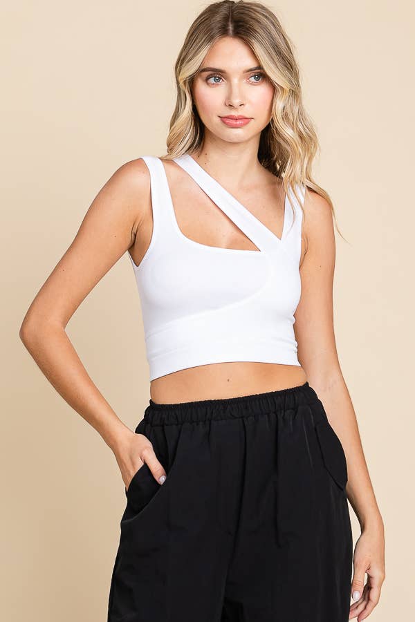 ANWND - Venta al por mayor Camiseta sin mangas - Mujer - 52588 - CAMISETA SIN MANGAS ASIMÉTRICA DE DOBLE CAPA6