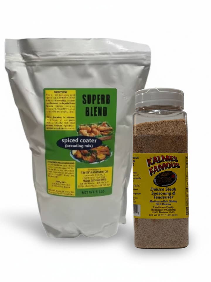 Breading & Seasoning Bundle - 32oz Tenderizer & SUPERB BLEND Mix for wholesale by Kalmes Foods