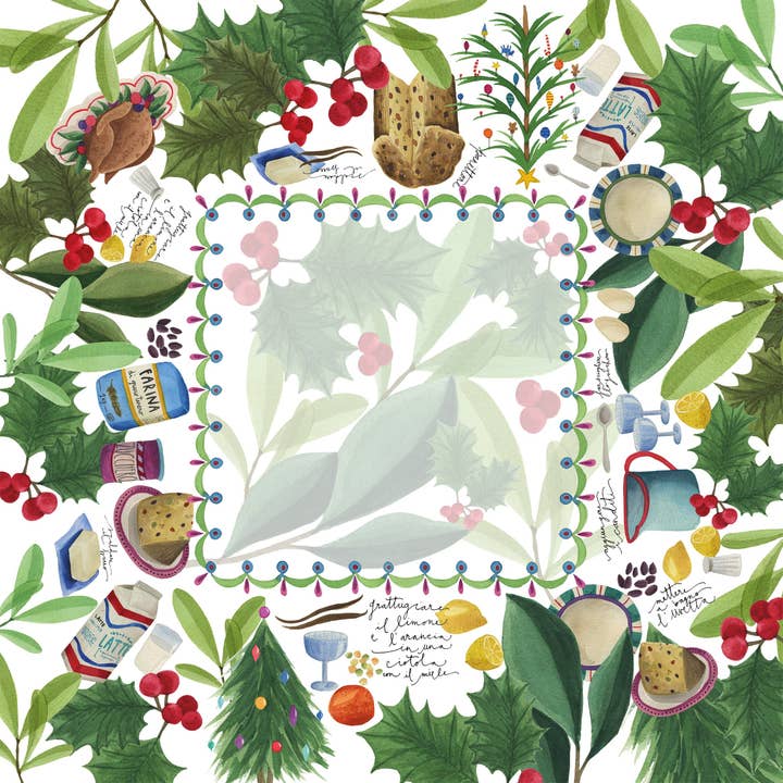 Satinbordduk »Christmas Menu« 100 % tillverkad i Italien för wholesale av The Napking