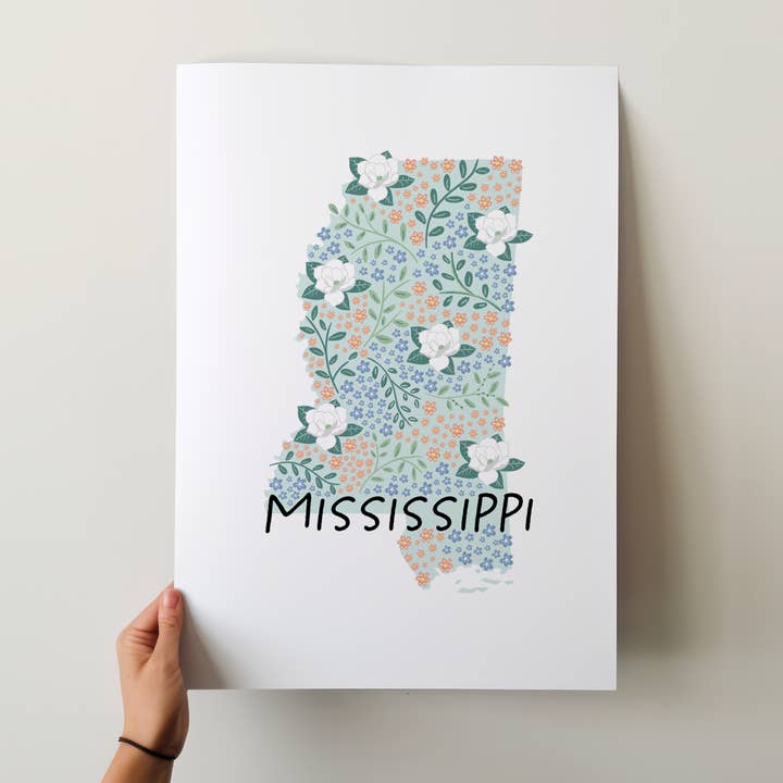 Mississippi Art Print - 50 States Collection voor wholesale door Fox Burrow Designs