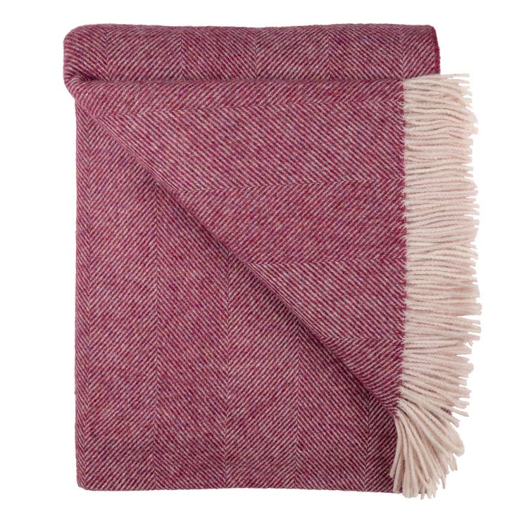Southampton Home Shetland Lambswool Herringbone Throw -Berry for wholesale by Southampton Home