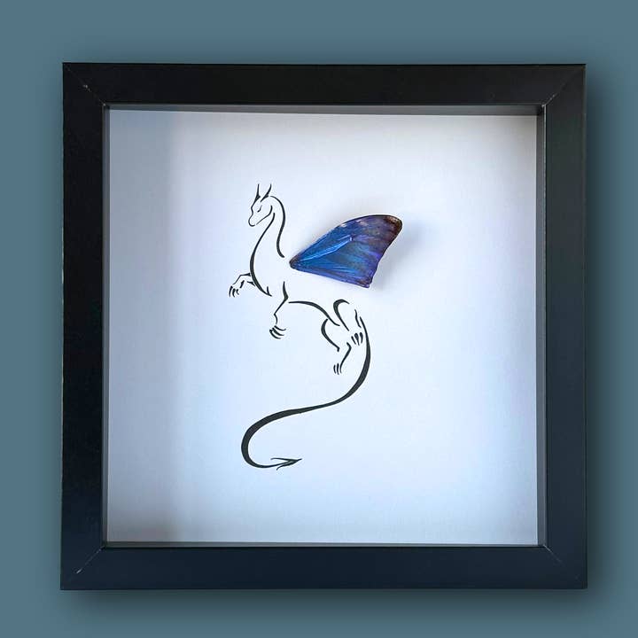 Dragon Framed Art with Real Butterfly Wing for wholesale by Isms