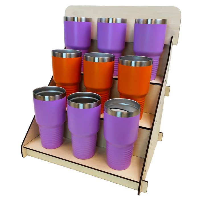 Torched Displays - Wholesale Retailer Display Stand/Case - 3 Step Riser Display Stand for Soaps, Candles and Tumblers