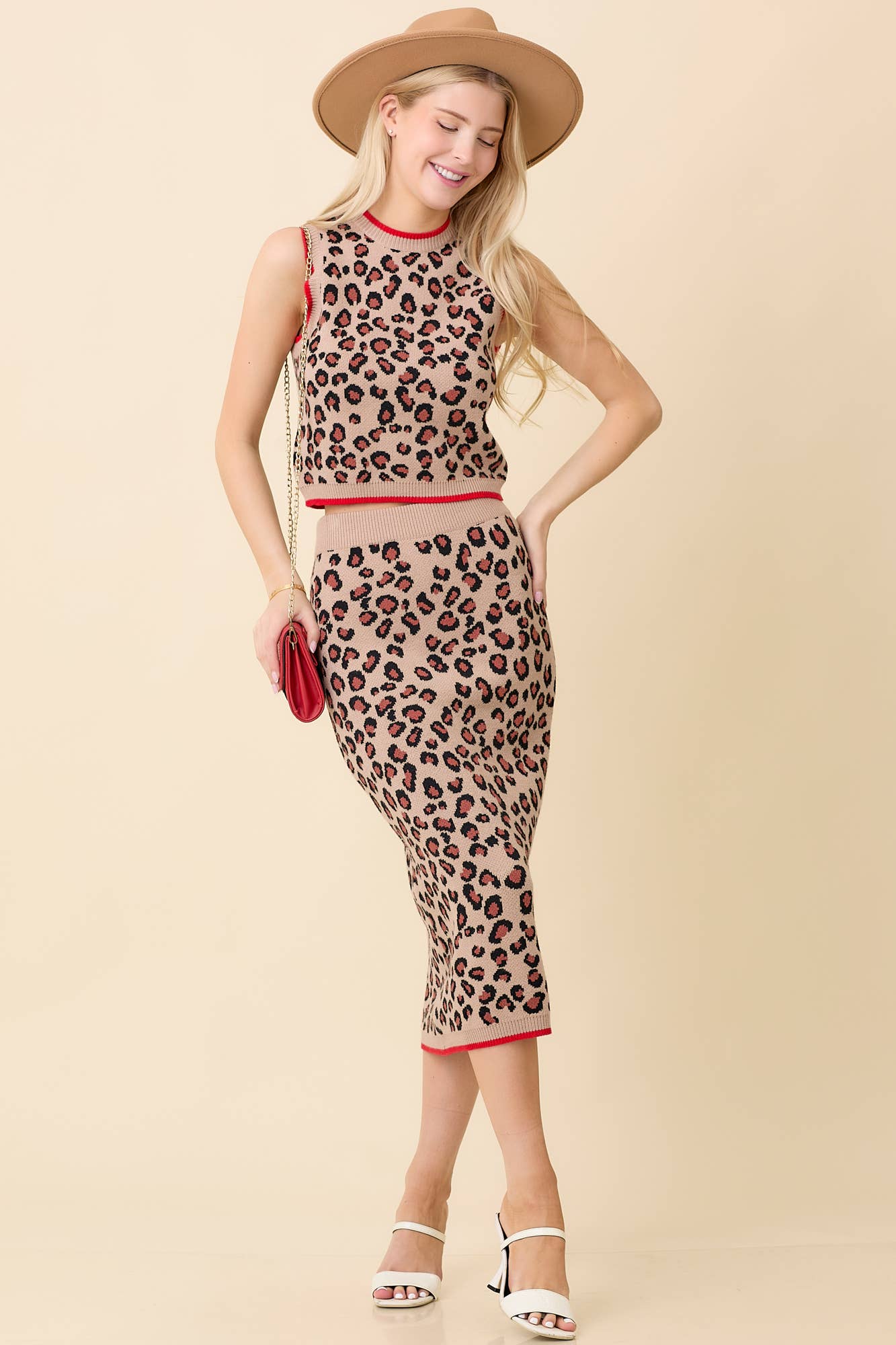 LEOPARD Leopard sweater strikket midi nederdel for engroshandel på Faire2