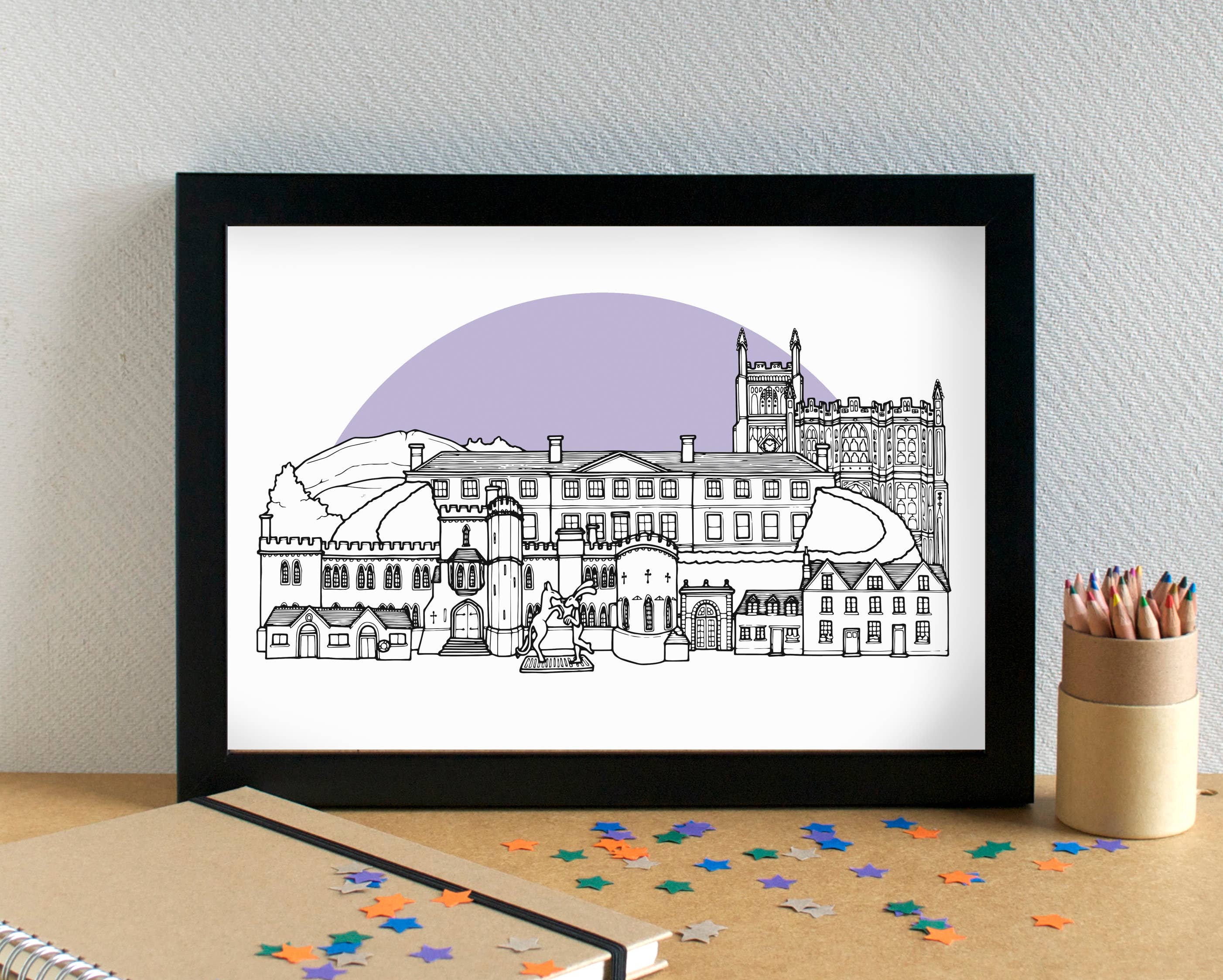 Becka Griffin Illustration - Wholesale Art Print - Cirencester Skyline Landmarks Art Print -  unframed4