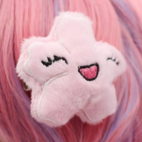 Kawaii Sakura Cherry Blossom Plush Hair Clip Pastelcore for wholesale by Kawaii Hair Candy