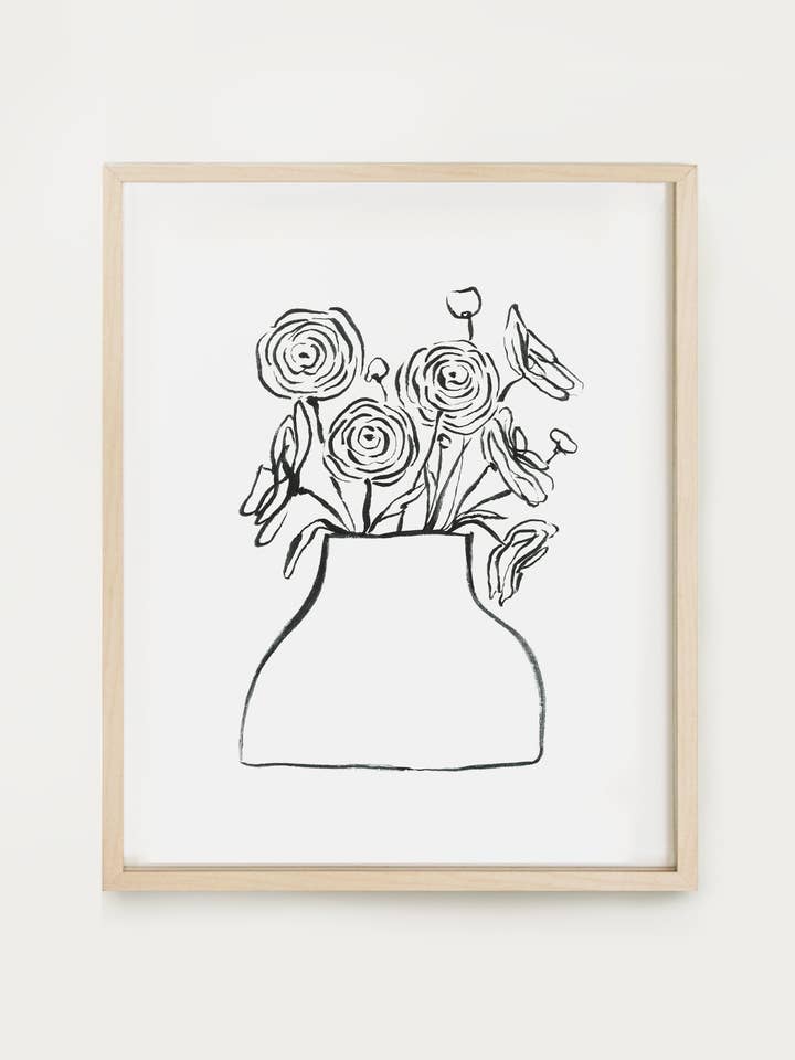 Dessins au trait floral - Ranunculus Imprimer pour la vente par Our Heiday