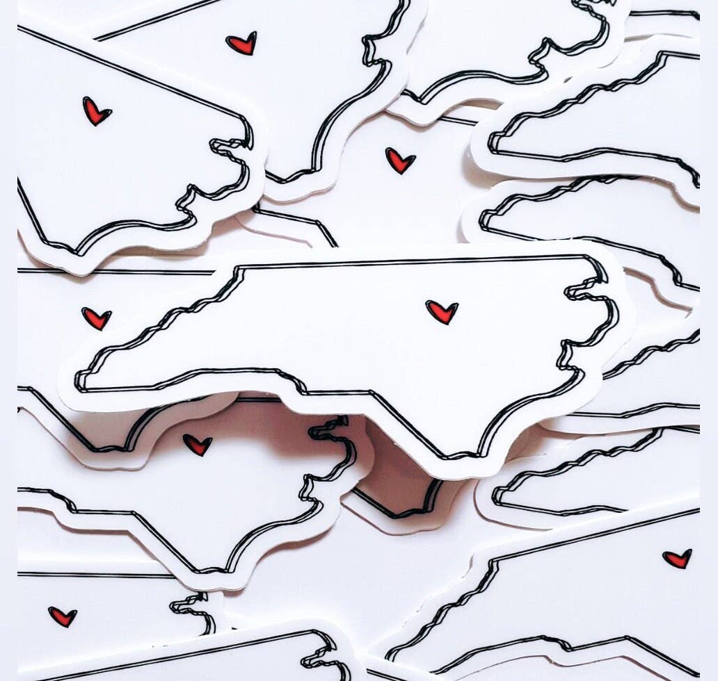 Positively North Carolina - Wholesale Sticker - North Carolina Heart Travel & Road Trip Stickers5