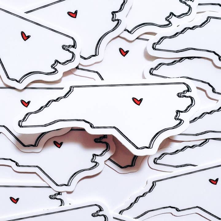 Positively North Carolina - Wholesale Sticker - North Carolina Heart Travel & Road Trip Stickers5