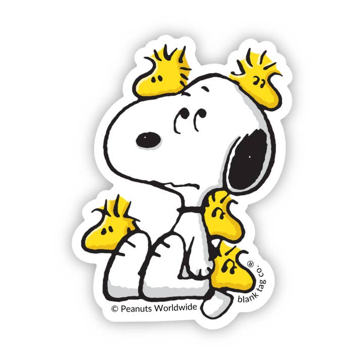 Autocollant Snoopy Débordé Peanuts® pour la vente par Blank Tag Co. Stickers - Waterproof Stickers