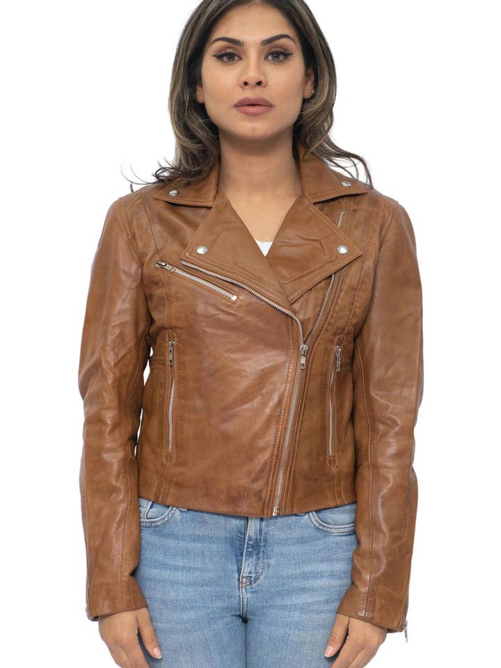 Infinity Leather (Upperclass Fashions Ltd) - Vendita all'ingrosso Giacca in pelle - Donna - Giacca da motociclista in pelle da donna-Zanzibar