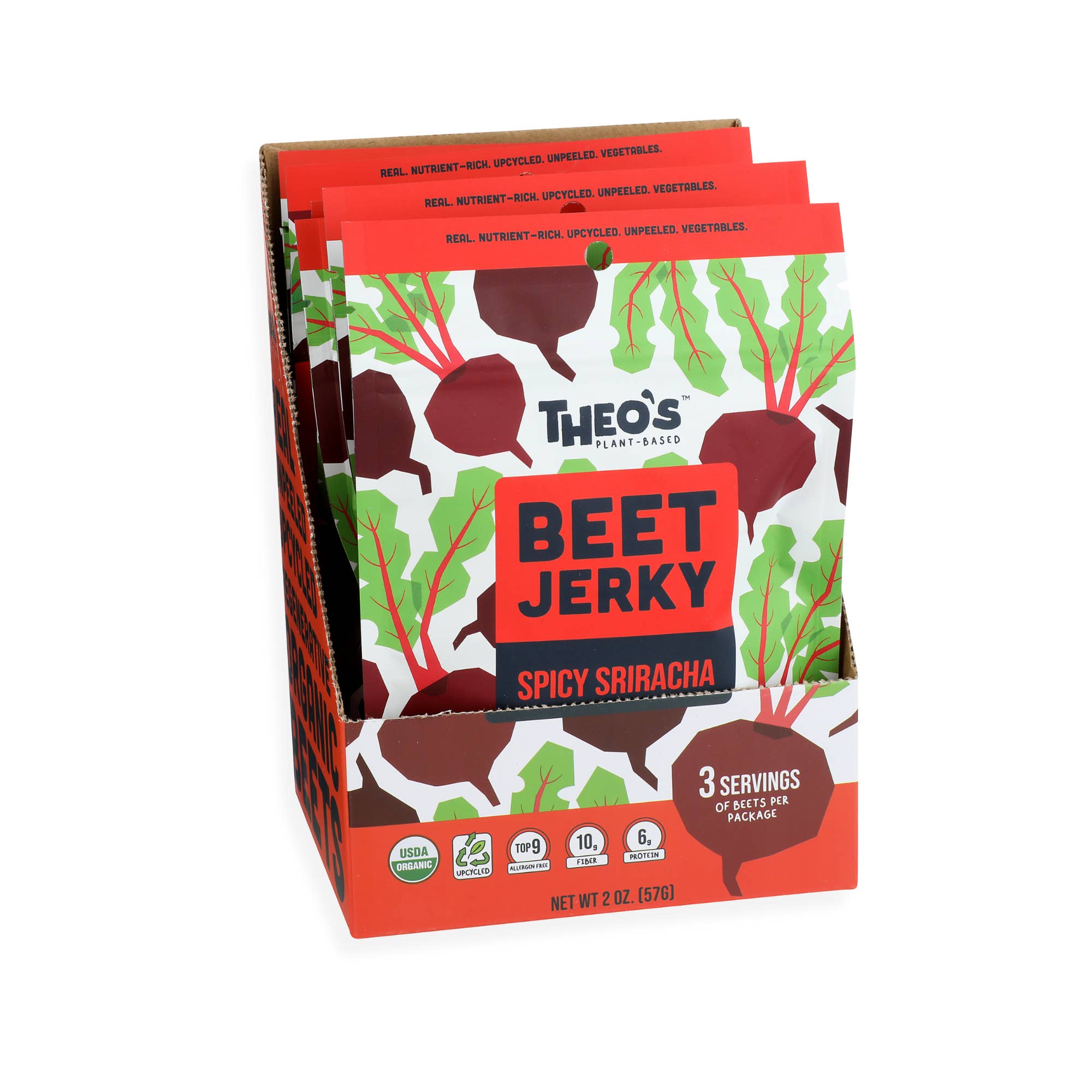 Theo's Plant-Based – wholesale Jerky – Beet Jerky Spicy Sriracha